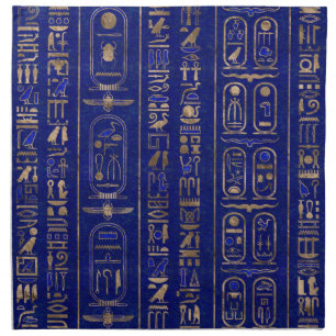 Egyptian hieroglyphs pattern Gold Lapis Lazuli Cloth Napkin
