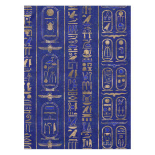 Egyptian hieroglyphs pattern Gold Lapis Lazuli Tablecloth