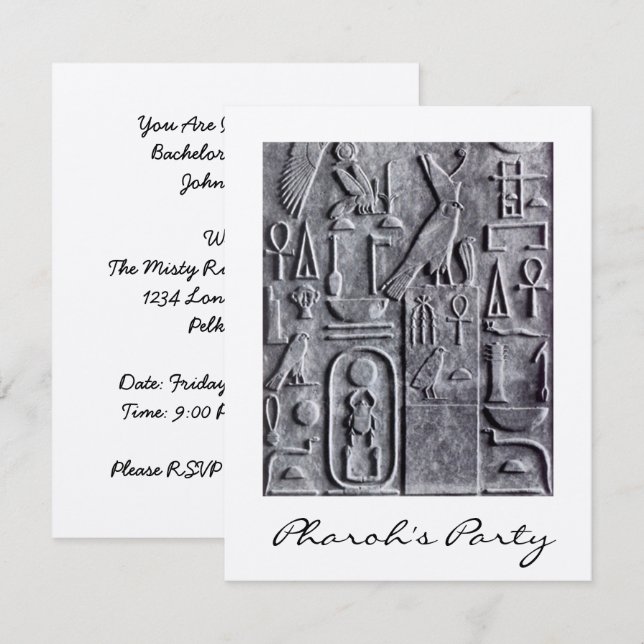 Egyptian Hieroglyphs Pharoh's Party Invitation (Front/Back)