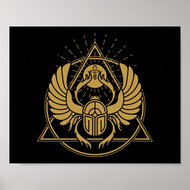 Egyptian Hieroglyphs - Scarab Beetle - Bug Poster (Front)