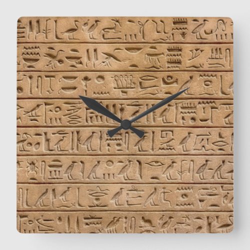 Egyptian Hieroglyphs Square Wall Clock