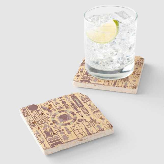 Egyptian Hieroglyphs Stone Coaster (Side)