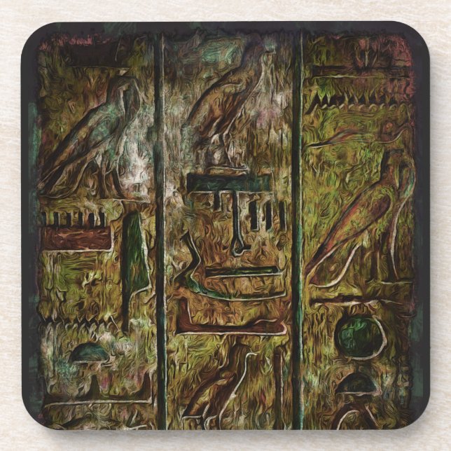 Egyptian Hieroglyphs Symbols Art Beverage Coaster (Front)
