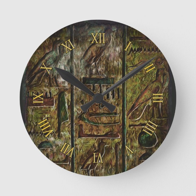 Egyptian Hieroglyphs Symbols Art Round Clock (Front)