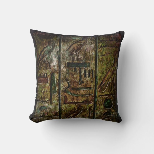 Egyptian Hieroglyphs Symbols Art Throw Pillow (Front)