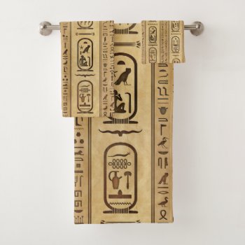 Egyptian Hieroglyphs Vintage Texture Bath Towel Set by LoveMalinois at Zazzle