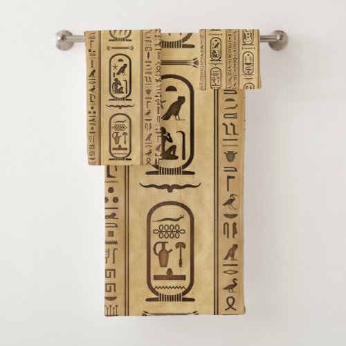 Egyptian hieroglyphs Vintage Texture Bath Towel Set