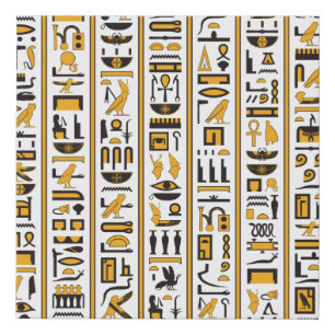 Egyptian hieroglyphs yellow-black color seamless faux canvas print