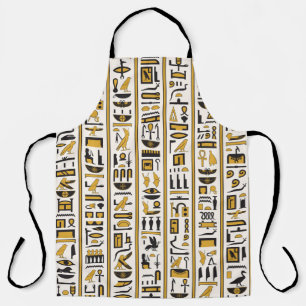 Egyptian Hieroglyphs: Yellow-Black Seamless. Apron
