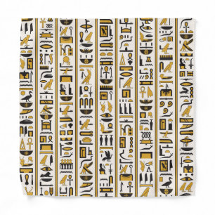 Egyptian Hieroglyphs: Yellow-Black Seamless. Bandana