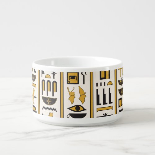 Egyptian Hieroglyphs Yellow_Black Seamless Bowl