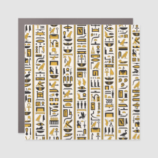 Egyptian Hieroglyphs: Yellow-Black Seamless. Car Magnet