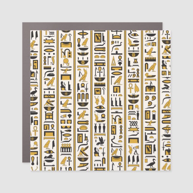 Egyptian Hieroglyphs: Yellow-Black Seamless. Car Magnet (Front)