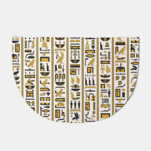 Egyptian Hieroglyphs: Yellow-Black Seamless. Doormat