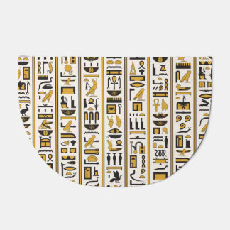 Egyptian Hieroglyphs: Yellow-Black Seamless. Doormat