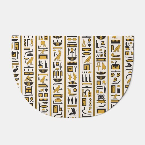 Egyptian Hieroglyphs Yellow_Black Seamless Doormat
