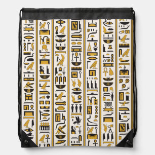 Egyptian Hieroglyphs: Yellow-Black Seamless. Drawstring Bag