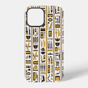 Egyptian Hieroglyphs: Yellow-Black Seamless. iPhone 12 Case