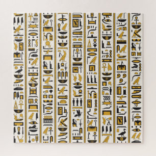 Egyptian Hieroglyphs: Yellow-Black Seamless. Jigsaw Puzzle