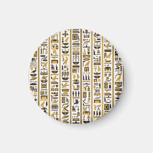 Egyptian Hieroglyphs: Yellow-Black Seamless. Magnet