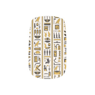 Egyptian Hieroglyphs: Yellow-Black Seamless. Minx Nail Art