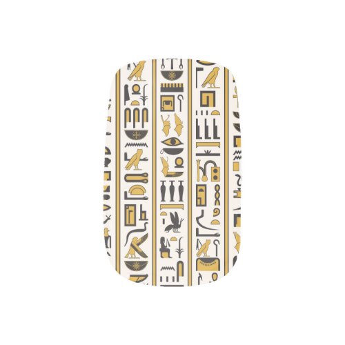 Egyptian Hieroglyphs Yellow_Black Seamless Minx Nail Art