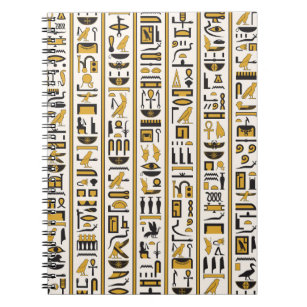 Egyptian Hieroglyphs: Yellow-Black Seamless. Notebook