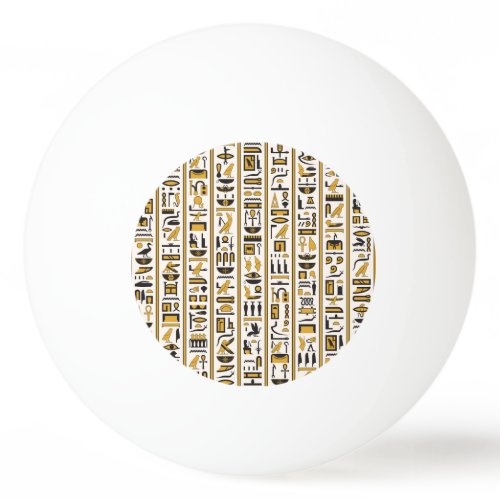 Egyptian Hieroglyphs: Yellow-Black Seamless. Ping Pong Ball