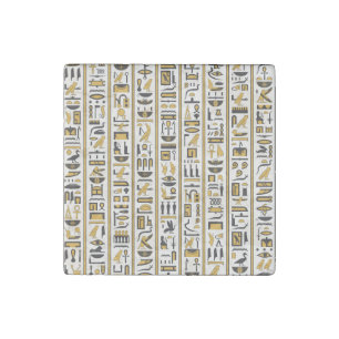 Egyptian Hieroglyphs: Yellow-Black Seamless. Stone Magnet