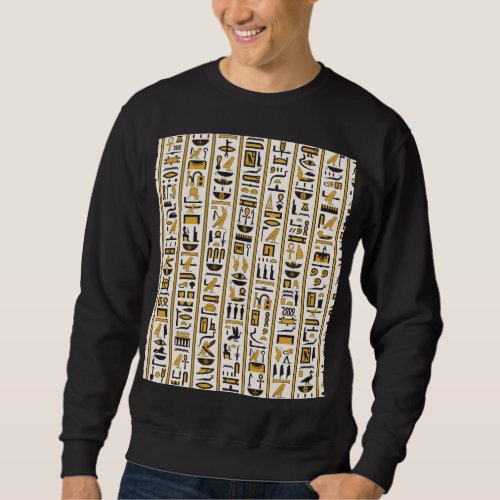 Egyptian Hieroglyphs Yellow_Black Seamless Sweatshirt