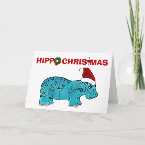 Egyptian Hippo Christmas Holiday Card