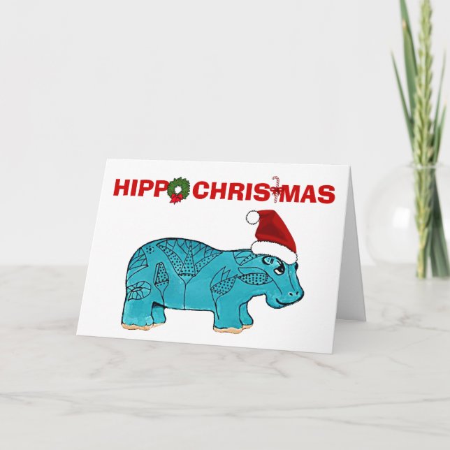 Egyptian Hippo Christmas Holiday Card (Front)