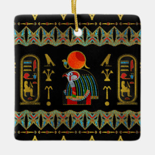 Egyptian Horus Ornament in colored glass and gold