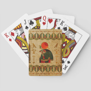 Egyptian Horus Ornament on Papyrus Poker Cards