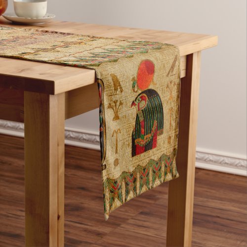 Egyptian Horus Ornament on Papyrus Short Table Runner