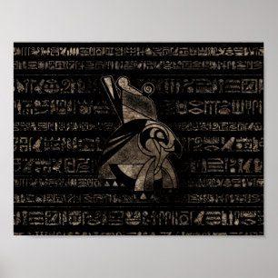 Egyptian Horus -vintage gold on black Poster