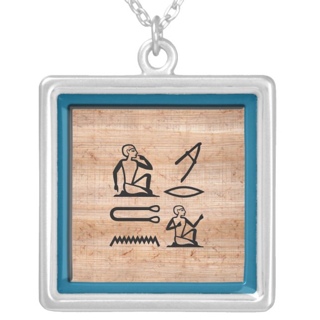 Egyptian "I Love You" (Man to Woman) Silver Plated Necklace (Front)