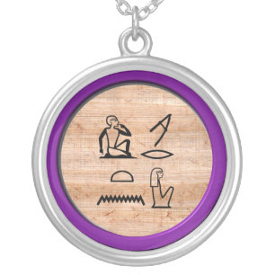 Egyptian "I Love You" (Woman to Woman) in Amethyst Silver Plated Necklace
