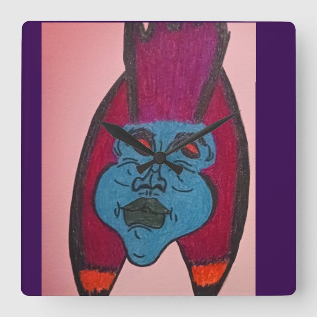 Egyptian Inspired Horror Theme Mummy Square Wall Clock (Front)