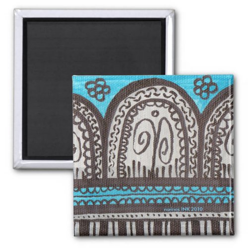 Egyptian Inspired Turquoise and Silver Arches Magnet