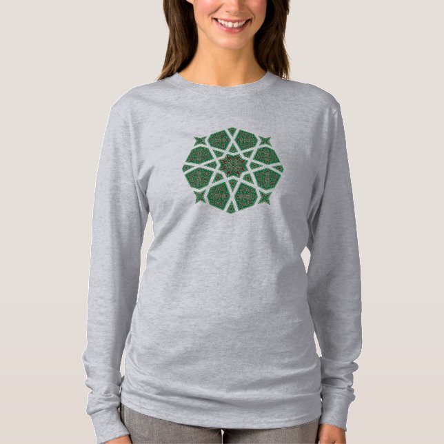 Egyptian islamic design in green and brown T-Shirt (Front)