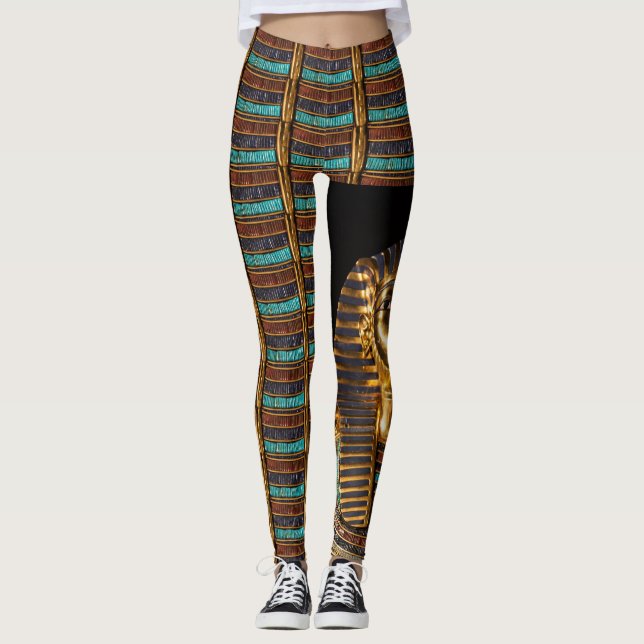 Egyptian King Tutunkhamun Gold Death Mask Legging (Front)