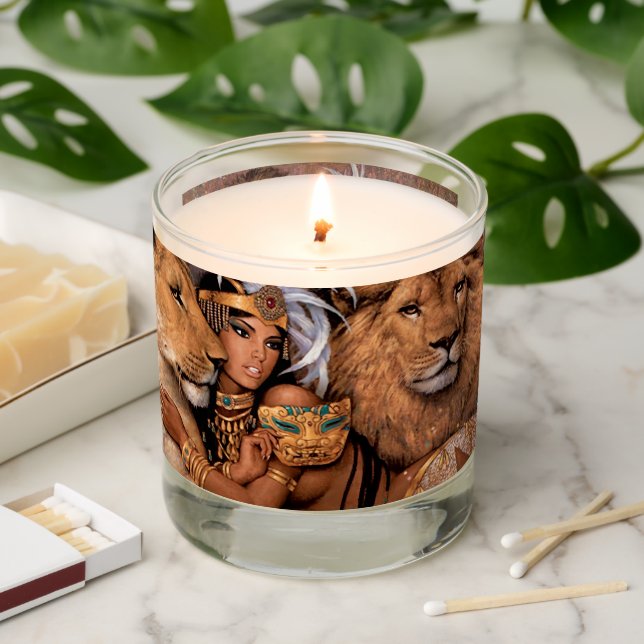  Egyptian Lion Goddess  Scented Candle (Lit)