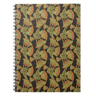 Egyptian Lotus and Papyrus, Black Spiral Notebook