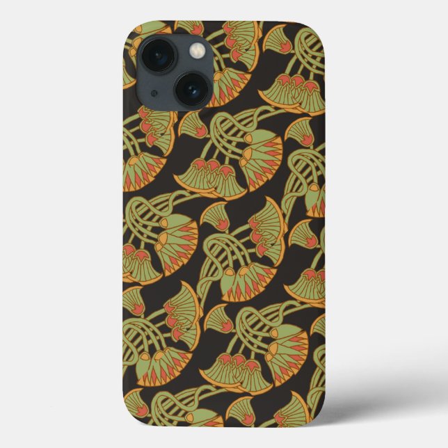 Egyptian Lotus and Papyrus on Black iPad Case (Back)