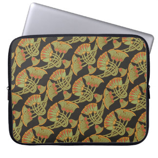 Egyptian Lotus and Papyrus on Black Laptop Sleeve
