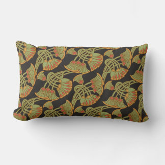 Egyptian Lotus and Papyrus on Black Lumbar Pillow