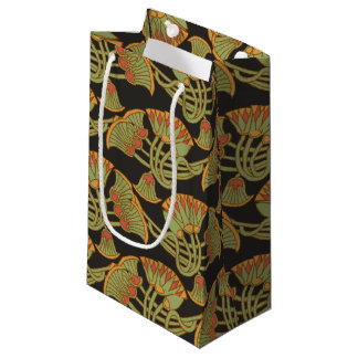 Egyptian Lotus and Papyrus on Black Small Gift Bag