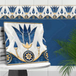 Egyptian Lotus Border - Blue Marble, Pearl Gold Ceramic Tile<br><div class="desc">Egyptian Lotus Border - Blue Marble,  Pearl and Gold</div>