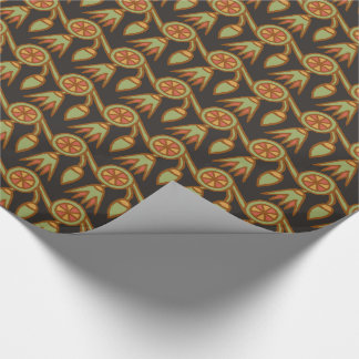 Egyptian Lotus Flower on Black Wrapping Paper